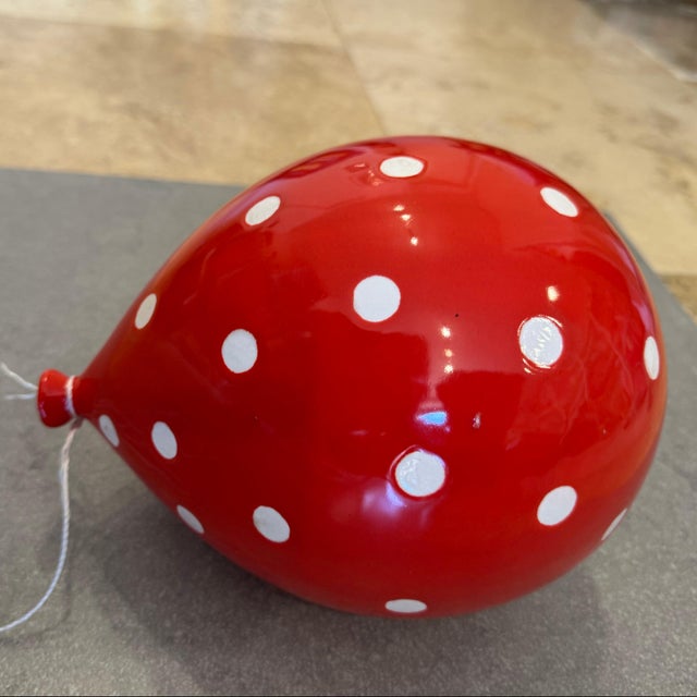 Contemporary Handmade Red Polka Dot Ceramic Balloon Wall Sculpture - Large Size For Sale - Image 4 of 9