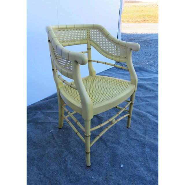 Mid 20th Century Regency Faux Bamboo Yellow Chair For Sale In Philadelphia - Image 6 of 8