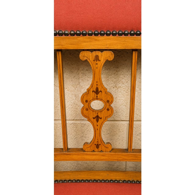 Art Nouveau Bench in Marquetry Fruitwood, 1890s For Sale - Image 3 of 6