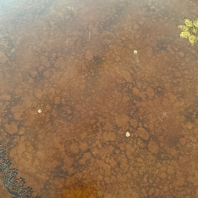 Maitland -Smith Round Leather Side Table. Wrapped Books Motif For Sale - Image 10 of 12