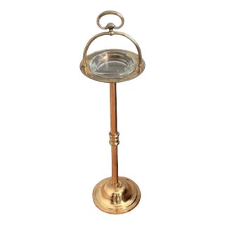 Vintage Brass and Onyx Ashen Cup Stand, 1950s For Sale