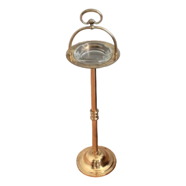 Vintage Brass and Onyx Ashen Cup Stand, 1950s For Sale