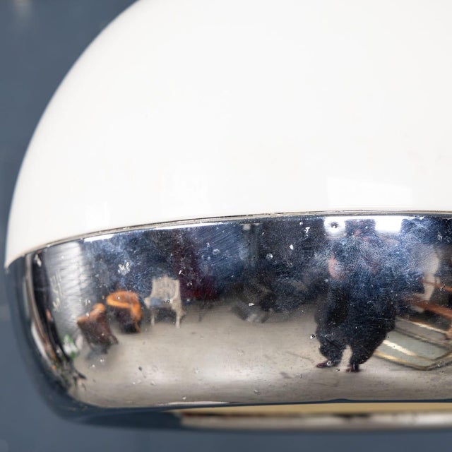Vintage Italian Chrome Arc Floor Lamp with Opaline Shade, 1970s For Sale - Image 10 of 18