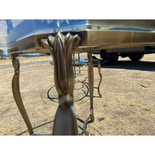 Vintage Hollywood Regency Style Oval Glass-Top Coffee Table and Side Table Set For Sale - Image 13 of 18
