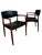 Ejner Larsen & Aksel Bender Madsen Teak and Leather Dining Captain Chairs for Willy Beck, 1950’s Denmark. Pair of side...