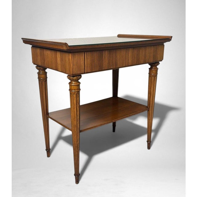 Mid-Century Modern Pair of Italian Wooden Nightstands With Black Glass Tops For Sale - Image 11 of 18