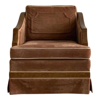 Art Deco Skirted Club Chair in Copper Custom Upholstery For Sale