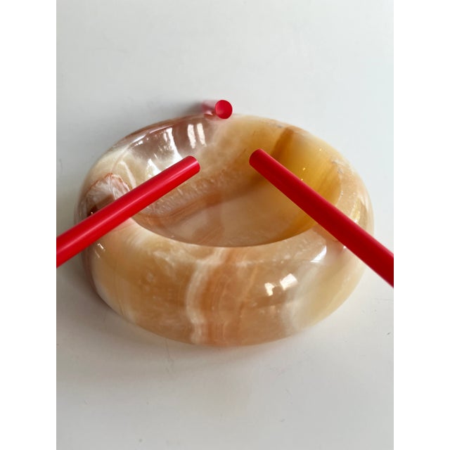 Mid Century Marble Onyx Ashtray Catchall Dish in Neutral Coastal Sand Color For Sale - Image 10 of 11