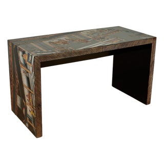 Mid Century Chinoiserie Parsons Style Console Table For Sale