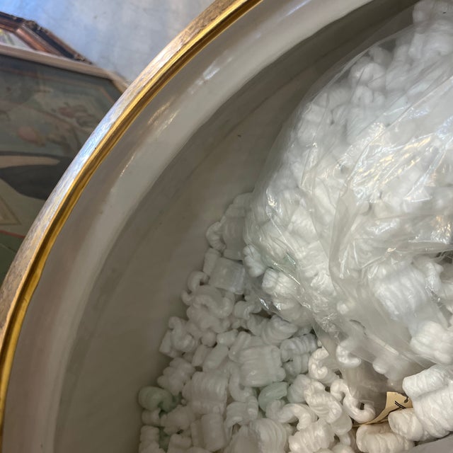 49" Gold Finished Vase Urn With Matching Base For Sale - Image 9 of 11