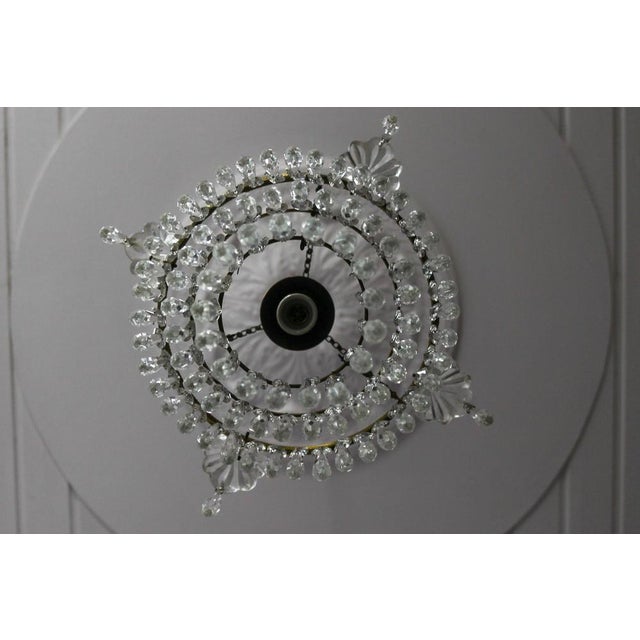 French Empire Crystal Glass and Brass Chandelier, 1930s For Sale - Image 15 of 18