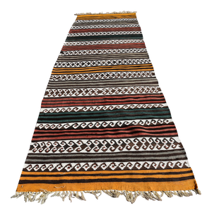 1970s Scandinavian Hand Knotted Colorful Runner
