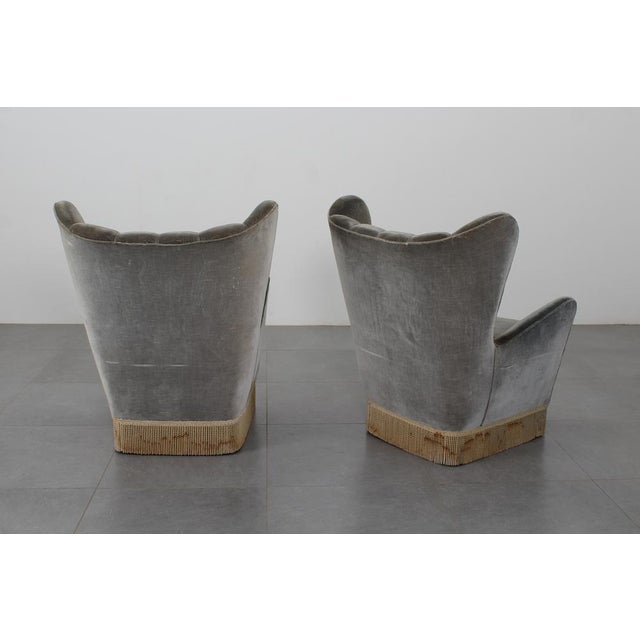 Mid-Century Green-Gray Velvet Armchairs attributed to G. Veronesi for ISA, Italy, 1950s, Set of 2 For Sale - Image 6 of 18