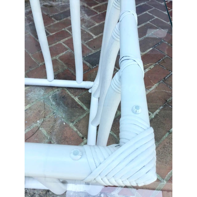 White Boho Chic White Rattan Square Side Table For Sale - Image 8 of 10