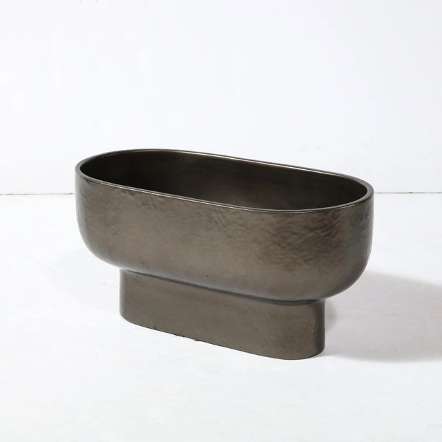 Late 20th Century Modernist Bronze Hue Ceramic Orchid Vase/Occasional Bowl For Sale - Image 9 of 13