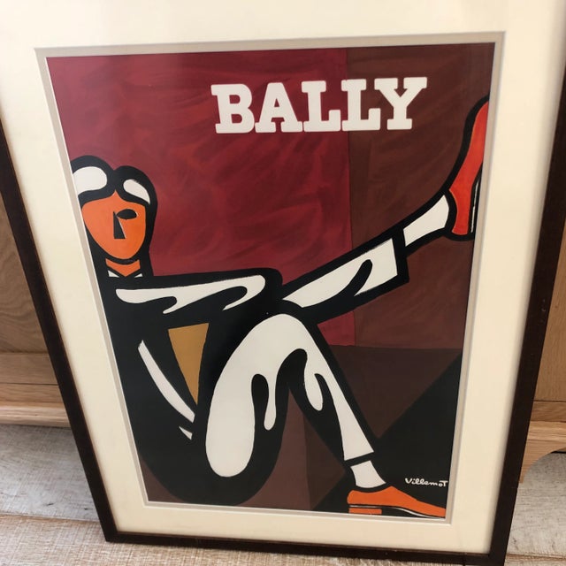 Late 20th Century Bernard Villemot Late 20th Century Bally Man Lithograph Poster, Framed For Sale - Image 5 of 7