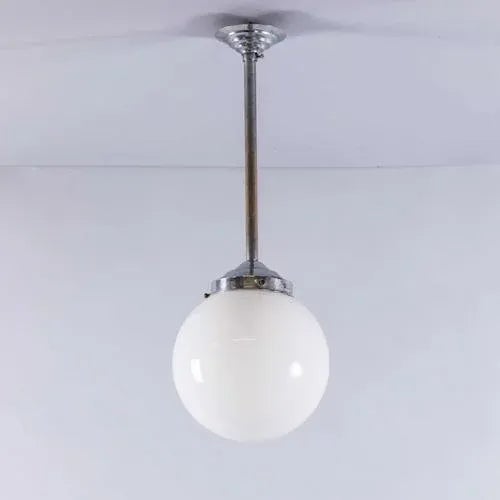French Opal Glass Tabac Pendant Lamp, 1950s For Sale - Image 9 of 9