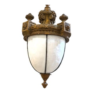 1900 Caldwell Neoclassical Pendant Gilt Plaster and Glass For Sale