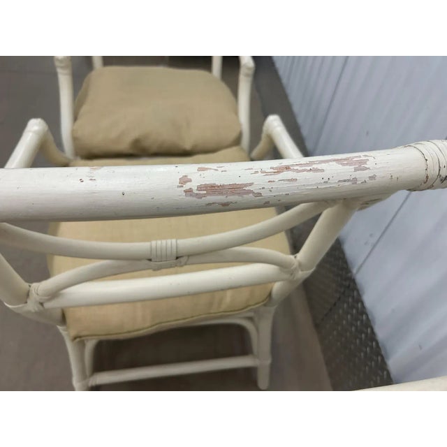 McGuire 1980s True White 4 McGuire Style Leather Wrapped X Back Dining Chairs - Set of 4 For Sale - Image 4 of 4