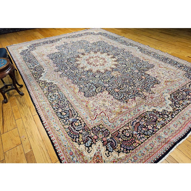 Antique Oversize Kerman Lavar Rug, Wool on Cotton, Floral Design, 1920s For Sale - Image 4 of 17