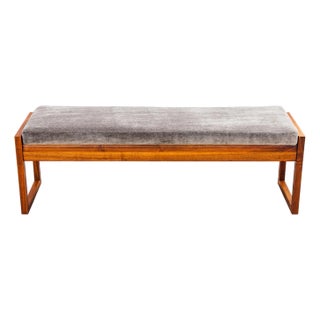 1960s Mid Century Modern Walnut Bench With Storage by Brown Saltman For Sale