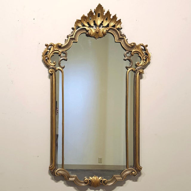 Mid 20th Century Antique Italian Gilded and Painted Rococo Style Mirror For Sale - Image 5 of 14