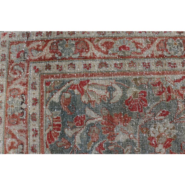 Antique Persian Mahal Gallery Rug With Soft Blue Ground and Red Allover Design 5'2 X 11'2 For Sale - Image 12 of 15