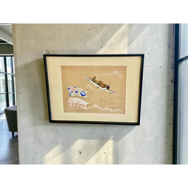 Olek, RAF Fighter Aircraft with Polish Dedication, 1941, Gouache & Watercolor on Paper For Sale - Image 10 of 11