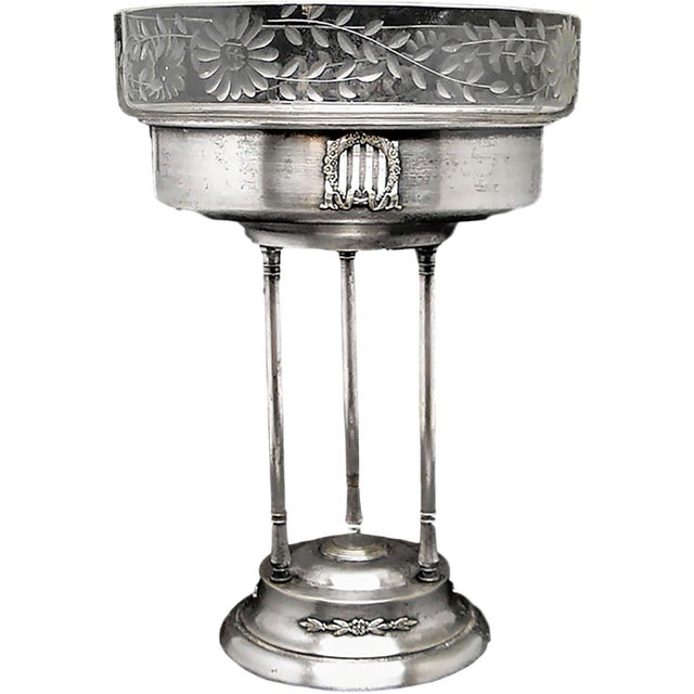 Metal Art Nouveau Column Platter from Argentor, Austro-Hungary, 1900s For Sale - Image 7 of 7