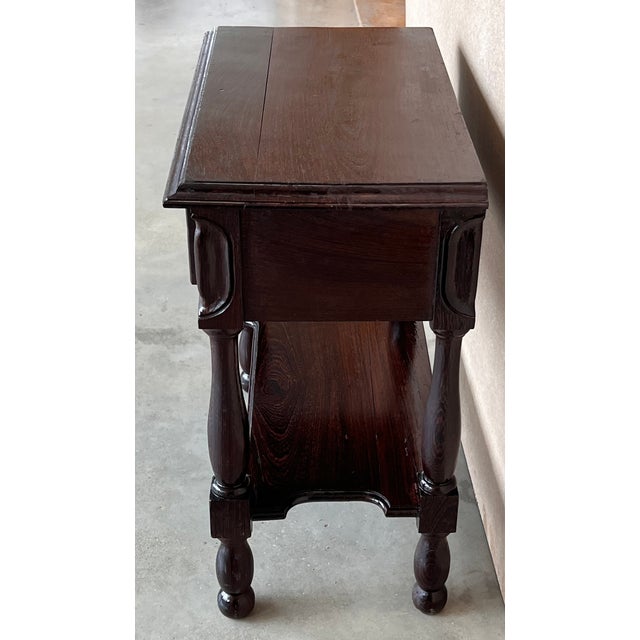Black Pair of Spanish Nightstands With One Drawer and Low Shelve For Sale - Image 8 of 13