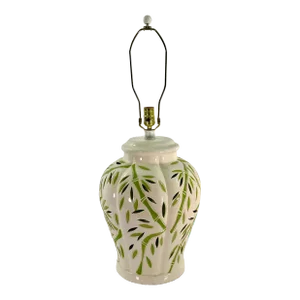 Palm Beach Regency Double-Lit Pierced Ceramic Bamboo Table Lamp