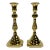 Vintage Hampton Brass Beehive Candlestick Holder Pair For Sale