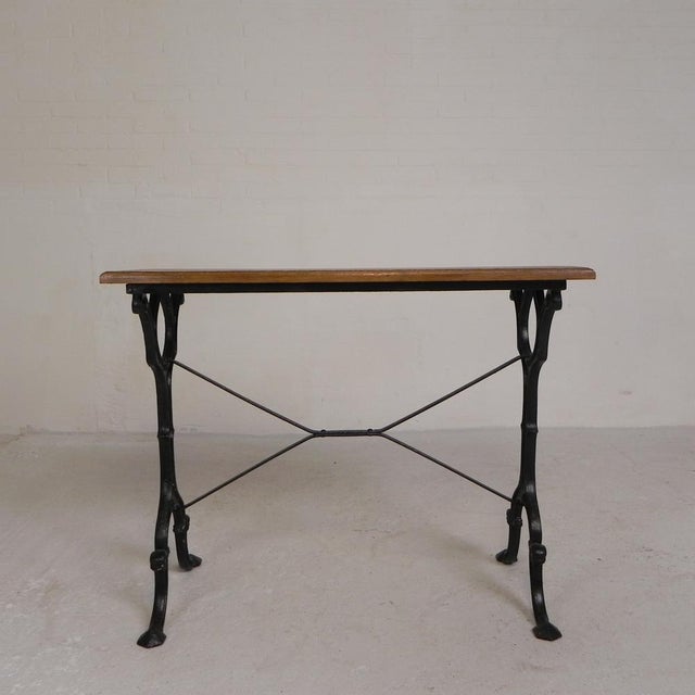 Bistro Table with Oak Top on a Cast Iron Frame, 1930s For Sale - Image 6 of 18