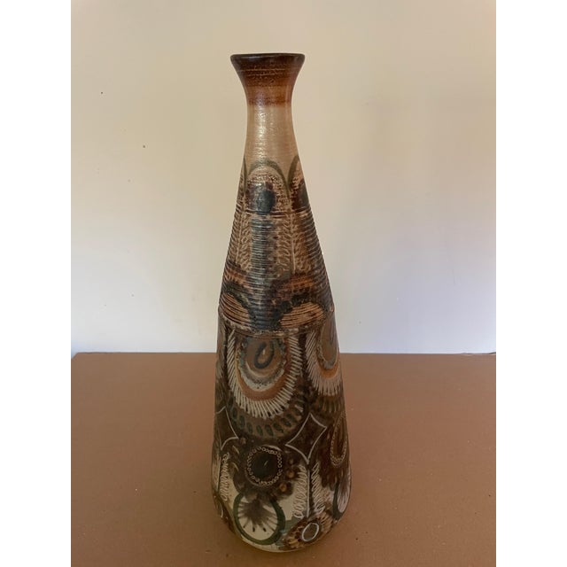 Beige Ceramic Boureille Vase by JC Courjault, 1970s For Sale - Image 8 of 8