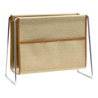 Verner Panton for Fritz Hansen "Bachelor" Magazine Rack in Canvas and Steel 1960 For Sale