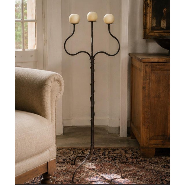 Hand-Forged Sculptural Wrought Iron Floor Candelabrum, 1990s–2000s For Sale - Image 4 of 4
