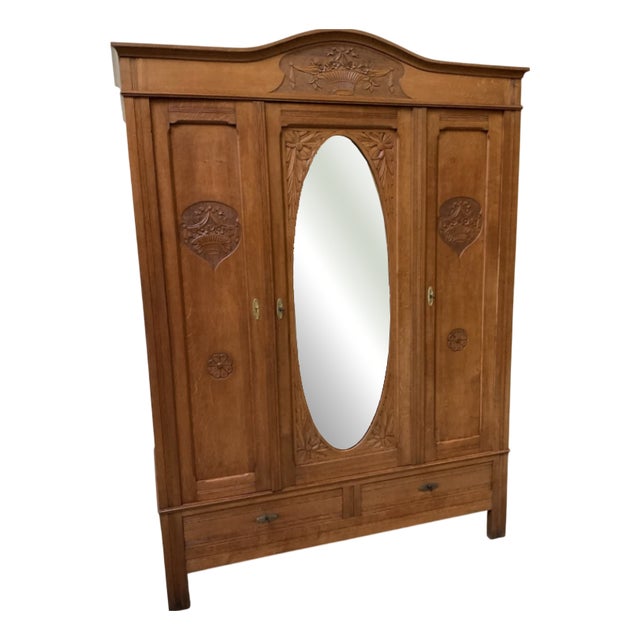 Antique Art Nouveau Wardrobe, 1910 For Sale
