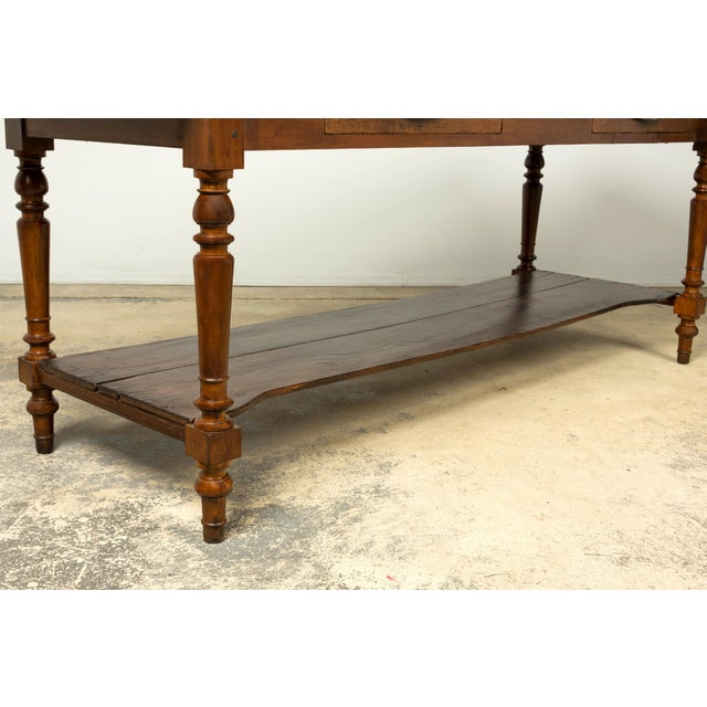 Late 19th Century French Provincial Pine Draper’s Table or Kitchen Island For Sale - Image 13 of 18