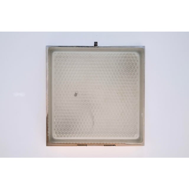 Square Ceiling Light Fixture with Brass Mounting and Original Chrome Plating, 1930s For Sale - Image 6 of 8