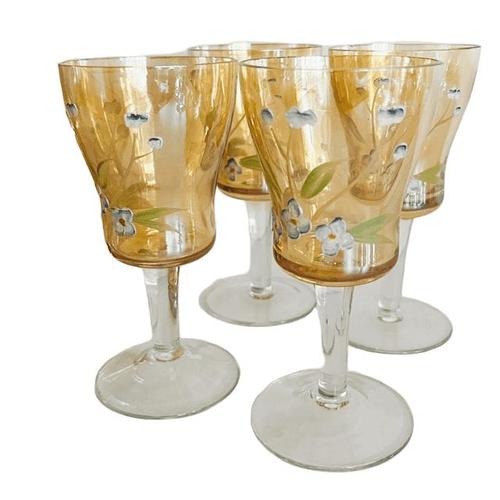 Antique Art Deco Bohemian Amber Glass Decanter Set, 1920s, Set of 7 For Sale - Image 4 of 13