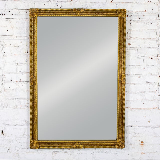 Rococo Late 20th Century Neoclassical Rococo Wall Mirror Rectangular Ornate Gilded Wood and Gesso Frame For Sale - Image 3 of 18