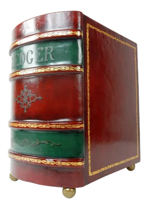 Large Leather Bound Ledger Book Motif Magazine Holder from Italy, 1950s