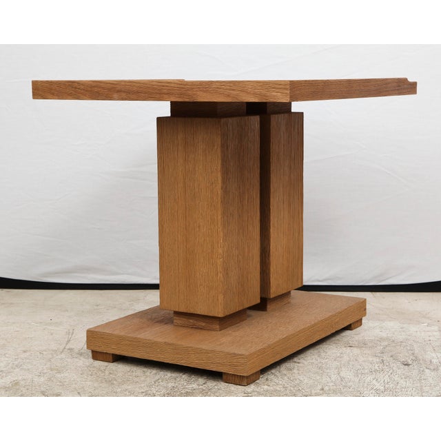 Brown Bespoke Cerused Oak and Parchment Table in the Dupre Lafon Manner For Sale - Image 8 of 10