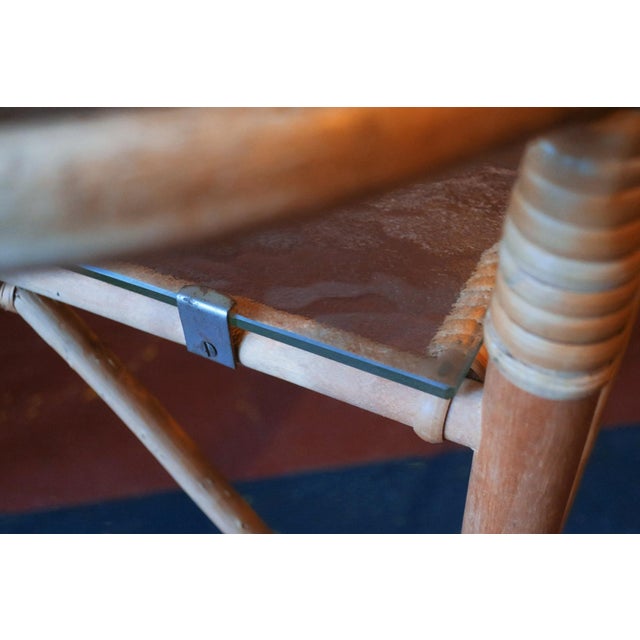 Fine Serving Trolley in Bamboo and Frosted Glass, 1950s For Sale - Image 4 of 8