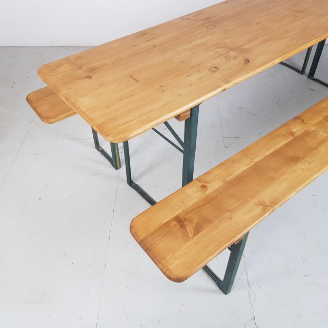 Vintage German Beer Table with Benches For Sale - Image 3 of 5