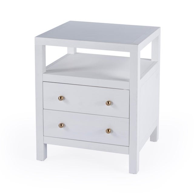 Nora 21 in. W Rectangular Wood 2 Drawer Nightstand with Open Shelf, White For Sale - Image 9 of 9