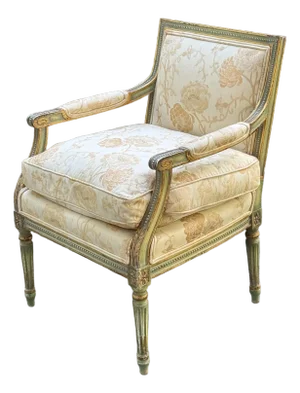 Vintage French Regency Parcel Gilt Upholstered Accent Armchair