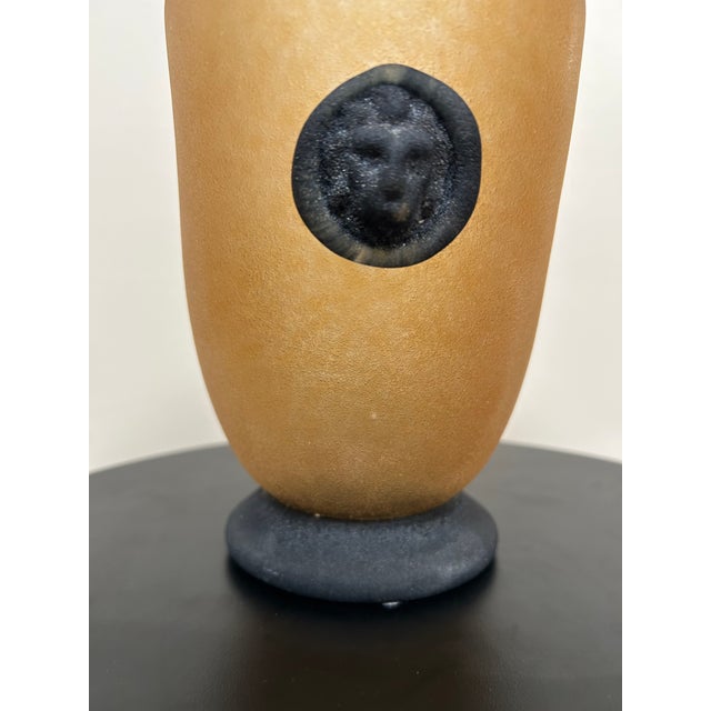 Italian Scavo Style Glass Amphora Vase With Lion Medallions For Sale - Image 12 of 18