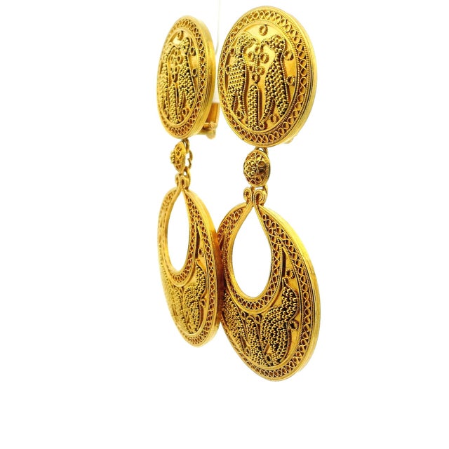 Vintage Ilias Lalaounis 18k Gold Ancient Revival Drop Earrings, Greece, A Pair For Sale - Image 9 of 13
