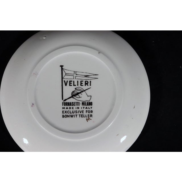 Vintage Piero Fornasetti Tall Ship Ceramic Coasters With Original Blue Box, Velieri Pattern For Sale In Philadelphia - Image 6 of 11
